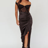 Tillie Lace Bodice Midi Dress Black