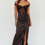 Tillie Lace Bodice Midi Dress Black