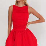 Dalayla Sleeveless Balloon Skirt Mini Dress Red