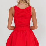 Dalayla Sleeveless Balloon Skirt Mini Dress Red