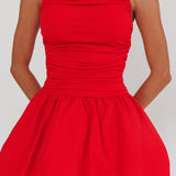 Dalayla Sleeveless Balloon Skirt Mini Dress Red