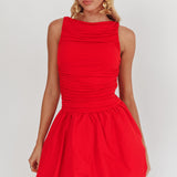Dalayla Sleeveless Balloon Skirt Mini Dress Red