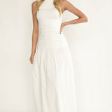 Dalayla Sleeveless Pintuck Maxi Dress White