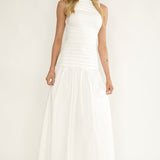 Dalayla Sleeveless Pintuck Maxi Dress White
