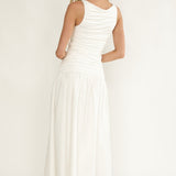 Dalayla Sleeveless Pintuck Maxi Dress White