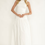 Dalayla Sleeveless Pintuck Maxi Dress White
