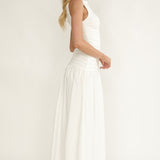 Dalayla Sleeveless Pintuck Maxi Dress White