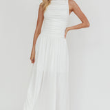 Dalayla Sleeveless Ruched Maxi Dress White