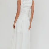 Dalayla Sleeveless Ruched Maxi Dress White