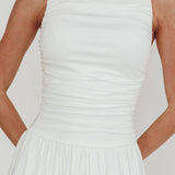 Dalayla Sleeveless Ruched Maxi Dress White