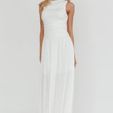 Dalayla Sleeveless Ruched Maxi Dress White