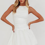 Dalayla Sleeveless Balloon Skirt Mini Dress White