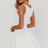 Dalayla Sleeveless Balloon Skirt Mini Dress White