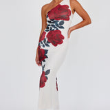 Desiree One Shoulder Mesh Maxi Dress Rose