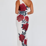 Desiree One Shoulder Mesh Maxi Dress Rose
