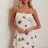 Clara Gathered Bust Mini Dress Rose Beige