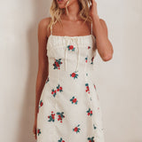 Clara Gathered Bust Mini Dress Rose Beige