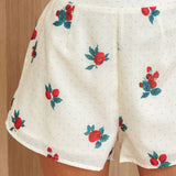 Peach Orchard Elasticated Shorts Floral Beige