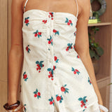 Peach Orchard Halter Top Floral Beige