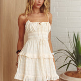 Emotional Rollercoaster Frill Trim Mini Dress Oat