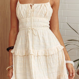 Emotional Rollercoaster Frill Trim Mini Dress Oat