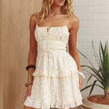 Emotional Rollercoaster Frill Trim Mini Dress Oat