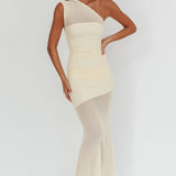 Verity One-Shoulder Sheer Maxi Dress Butter