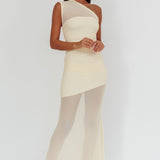 Verity One-Shoulder Sheer Maxi Dress Butter