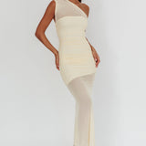 Verity One-Shoulder Sheer Maxi Dress Butter