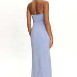 Molinda Strapless Ruched Drawstring Maxi Dress Blue