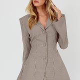 Jozie Back Tie Jacket Plaid Brown