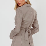 Jozie Back Tie Jacket Plaid Brown