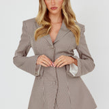 Jozie Back Tie Jacket Plaid Brown
