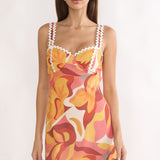 Meadows Ric Ric Trim Mini Dress Print Orange