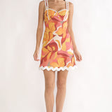 Meadows Ric Ric Trim Mini Dress Print Orange