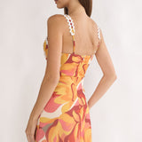 Meadows Ric Ric Trim Mini Dress Print Orange