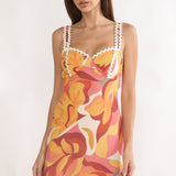 Meadows Ric Ric Trim Mini Dress Print Orange