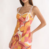 Meadows Ric Ric Trim Mini Dress Print Orange