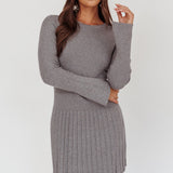 School's Out Ribbed Knit Mini Dress Charcoal