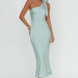Robertah One-Shoulder Bow Maxi Dress Sage
