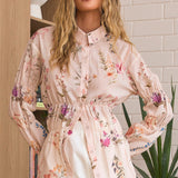 Mirrie Long Sleeve Button Down Top Floral Cream