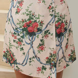 Bespoke Fixed Wrap Mini Skirt Floral Pink