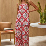 Archa Elastic Waist Pants Print Cream