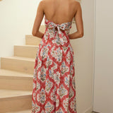Common Ground Drop Waist Strapless Maxi Dress Floral Cream