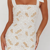 Coastal Bloom Tied Shoulder Maxi Dress Embroidered White