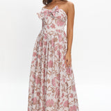 Summer Field Bow Bust Maxi Dress Floral Beige