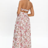 Summer Field Bow Bust Maxi Dress Floral Beige