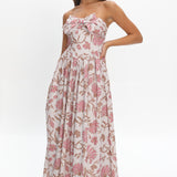 Summer Field Bow Bust Maxi Dress Floral Beige