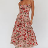 Monday Muse Drop Waist Maxi Dress Floral Red