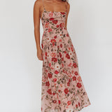 Monday Muse Drop Waist Maxi Dress Floral Red